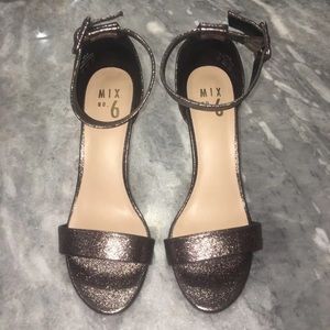 Metallic strappy heels